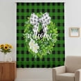 thumbnail image 3 of Botanical Flower Wreath Sheer Curtains 63 Inches Long, Rustic Bow-Knot Green Black Plaid Light Filering Curtains, Breathable Simi Curtain Privacy Drapes for Living Room Bedroom Window Treatment, 3 of 9