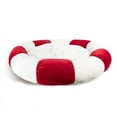 thumbnail image 3 of Sherry Kline   Holiday "Daisy" Round pet bed in red velvet and natural sherpa 21"x21", 3 of 5