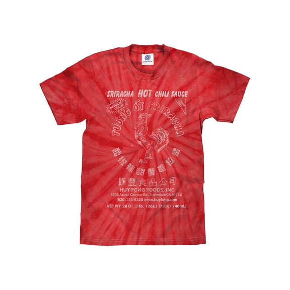 Tee Luv Tuong Ot Sriracha Hot Chili Sauce Distressed Rooster Logo Tie Dye Shirt (Men's) (L)