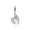 thumbnail image 3 of Sterling Silver Rhodium-Plated 3-D Antiqued Heart Shaped Angel Wings Charm With Fancy Lobster Clasp, 3 of 4