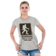 thumbnail image 3 of Warning Hike Your Own Risk Bigfoot Womens Fitted Plus Size Graphic Tee Brisco Brands 2X, 3 of 5