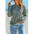 thumbnail image 5 of Women's Green Waffle Knit Drop Shoulder Long Sleeve Top, 5 of 12