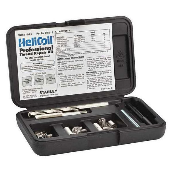 Stanley Engineered Fastening Thread Repair Kit,304 SS,M10x1.5,18 Pcs 5403-10