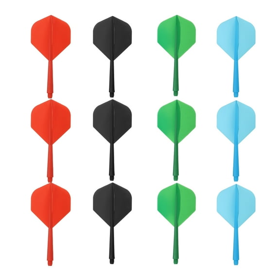 Uxcell 2BA Plastic Integrated Dart Shaft and Flights Standard Shape, 4 Colors 12 Pack