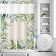 thumbnail image 4 of No Hook Shower Curtain with Built-in Rings - Botanical Summer Washable Waterproof Fabric Bathroom Curtains for Hotel,Rentals, 72X 96 Inch Extra Long , Vintage Eucalyptus Leaf Green Beige, 4 of 9