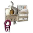 thumbnail image 5 of DUCIHBA Entryway Mail Organizer - Key Holder Hooks - Home Decorative Single Wall Shelf - Rustic Wood, White - 16.5" W x 4.5" D x 9.75" H, Holds 10lbs, 5 of 7