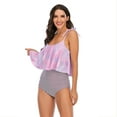 thumbnail image 4 of Lu's Chic Women's High Waisted Bathing Suit Sexy Bikini 2 Piece Ruffled Beach Full Coverage Summer Tankini Purple Large, 4 of 4