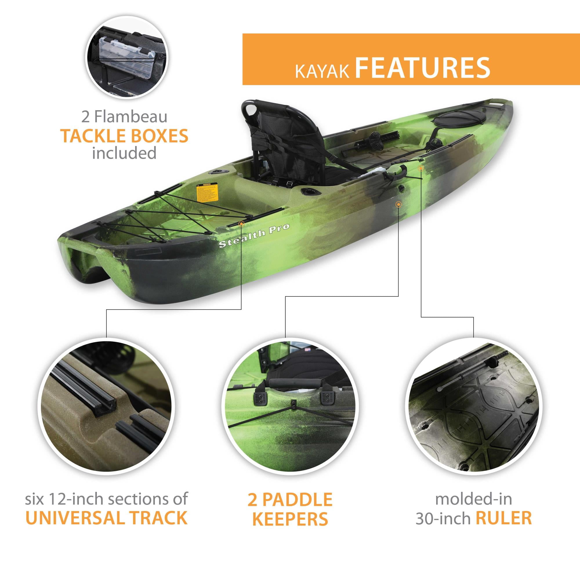 Lifetime Stealth Pro-Comfort Angler 11 ft 8 in Sit-On-Top Fishing Kayak, Gator Camo (90693)