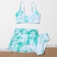 thumbnail image 5 of Xmarks Girl's 3 Piece Swimsuits Tie Dye Bikini Bathing Suits with Beach Skirt Green 8Y, 5 of 8