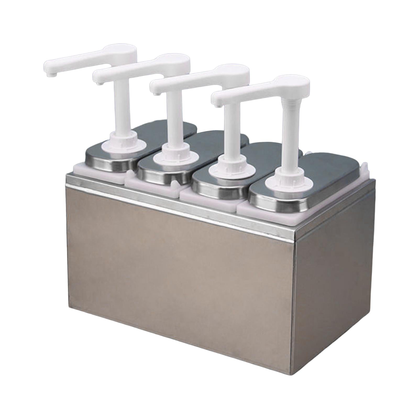 Fiocias Condiment Pump Dispenser 1.4L Detachable Hand Press Syrups Salad Dispensing Tool Four head