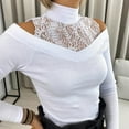 thumbnail image 5 of Odbmxy Long Sleeveshirts for Women White Womens Tops Slim Lace Casual Solid Tops, 5 of 9