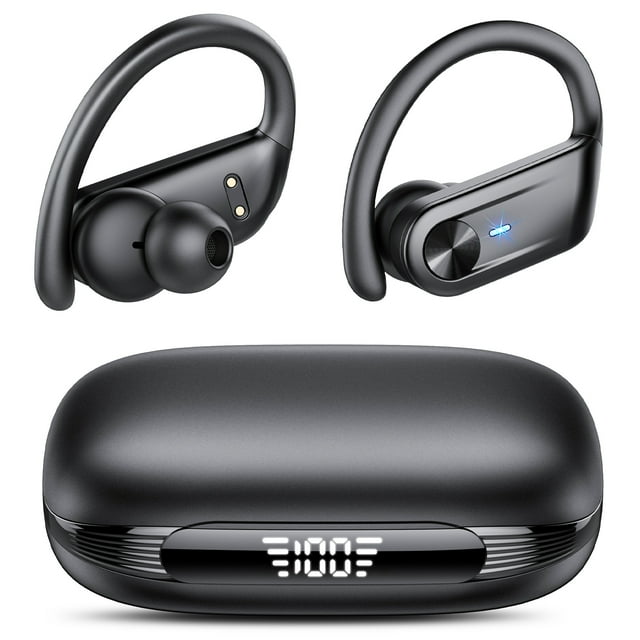 Écouteurs Sans Fil Bluetooth, Oreillette Bluetooth 5.4, 80 H d'Écoute avec Étui de Recharge à DEL, 4 Micros ENC à Réduction de Bruit, Écouteurs à Basses Profondes avec Crochet d'Oreille, Écouteurs Étanches IPX7 pour le Sport
