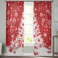 thumbnail image 3 of Red Christmas Tree Semi Sheer Curtains 72 Inch Length 2 Panels Set, Balls Xmas Snowflake Winter Sheer Kitchen Curtain Privacy Voile Window Curtain for Living Room Bedroom Rod Pocket Drapes, 3 of 7