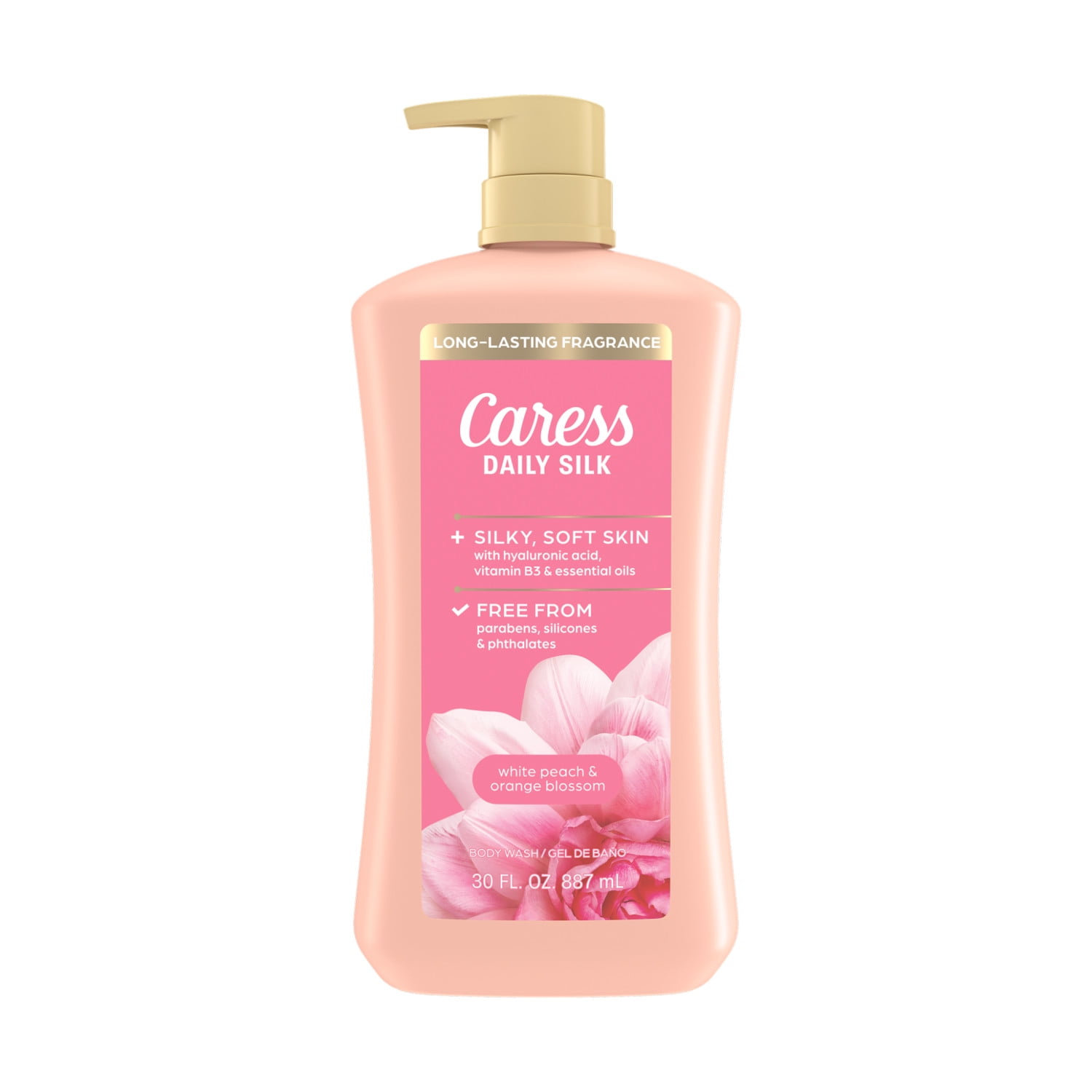 Caress Daily Silk Body Wash, Moisturizing Body Soap - Hyaluronic Acid, Vitamin B3, 30 oz