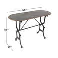 thumbnail image 4 of DecMode 45" x 29" Gray Metal Oval Scroll Console Table with Distressed Accents, 1-Piece, 4 of 12