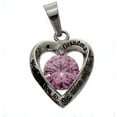 thumbnail image 3 of Stainless Steel Grandma's Pink Crystal Heart Pendant Necklace, 3 of 4