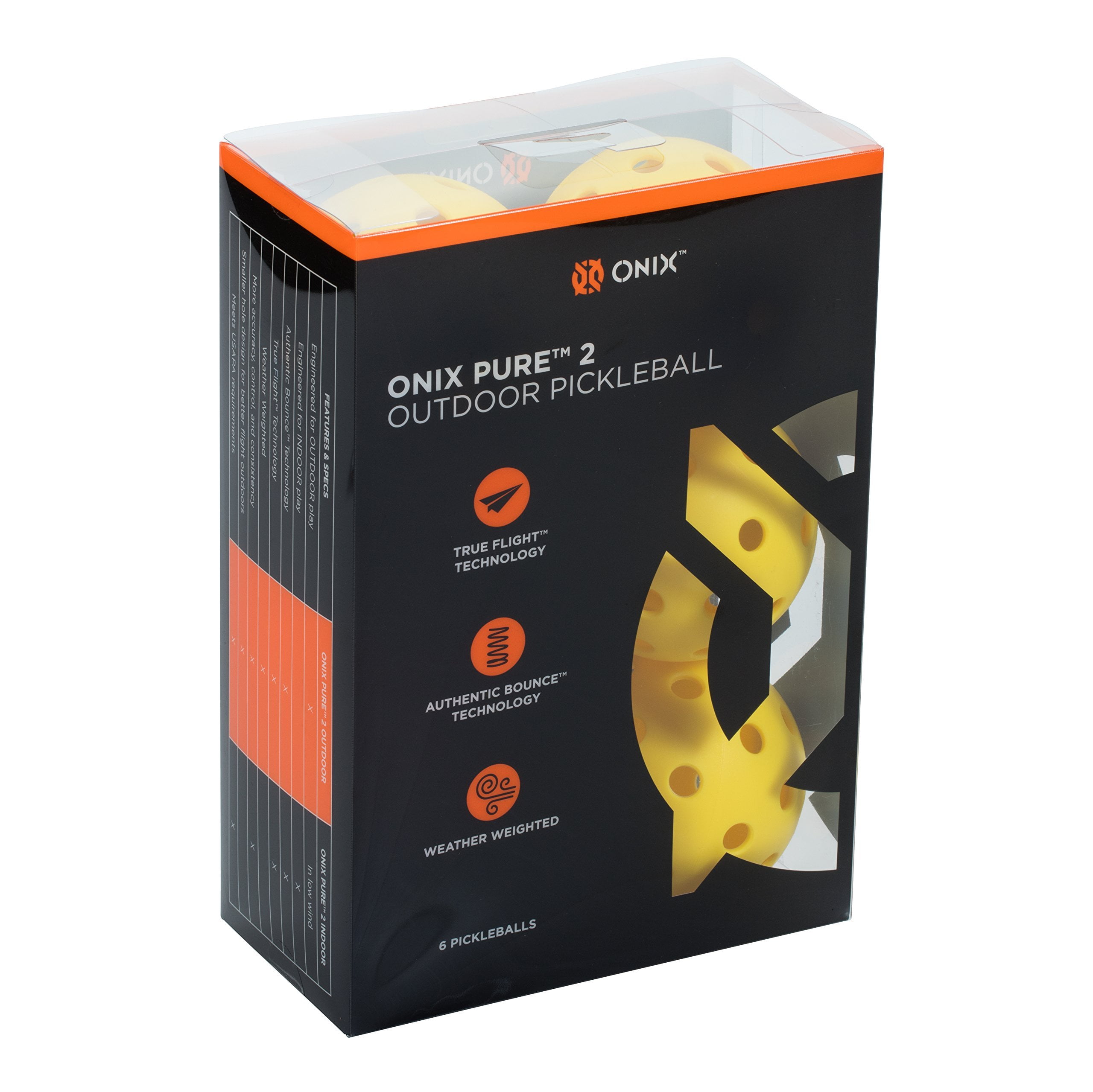 6 Onix Pure2 Pickleball Balls Outdoor  Pure  Set of 6 