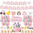 thumbnail image 2 of Suministros de fiesta de cumpleaños de animales de granja, rosa floral, granero de granja, Hzdyopk Hzdyopk, 2 of 2
