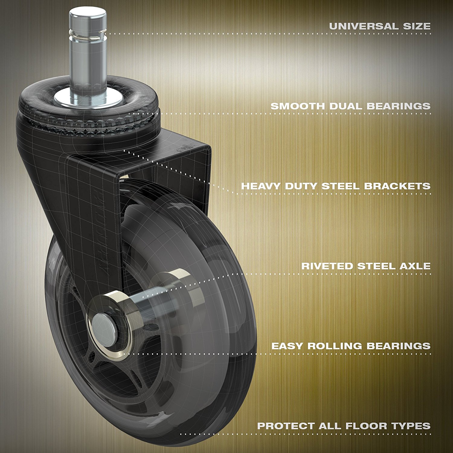 Office Chair Caster Wheels Heavy Duty Safe for All Floors Including Hardwood Perfect Replacement