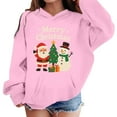 thumbnail image 3 of SonxaHe Toddler Girl Boy Hoodie Christmas Cartoon Print Long Sleeved Hooded Shirt Kids Holiday Cozy Soft Warm Party Hoodies Pink,Sized 3-4, 3 of 3