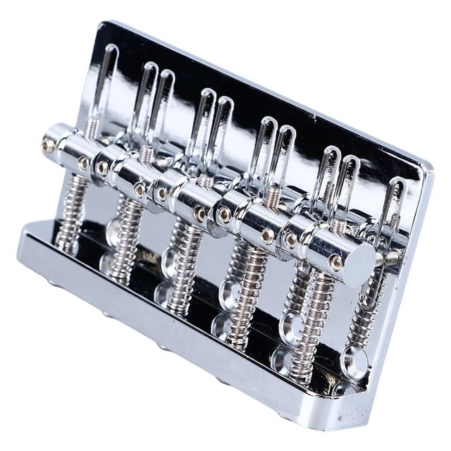 Electric Bass Bridge, Metal Standard Size Bass Tailpiece Bridge Stable Performance Fixed Structure for 5 String Basses Silver,Black