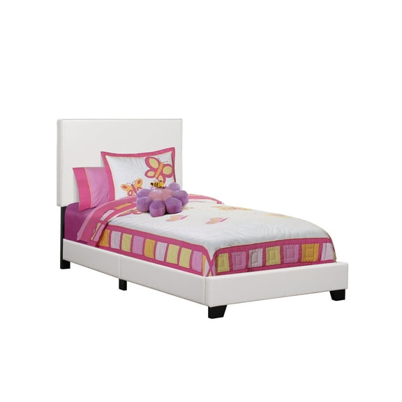 81" x 43" x 45.75" White Foam Solid Wood Leather Look  Twin Size Bed