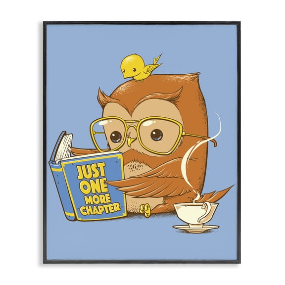 Stupell Industries Contemporary One More Chapter Owl Black Framed Giclee Art, 11 x 14, by Tobe Fonseca