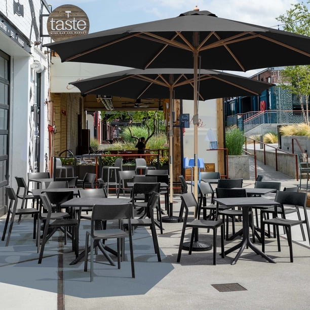 black wood patio umbrella Jazz Age Wooden Sequin Fringe 6ft Tilt JZ6-06 or adding a touch of charm to a commercial space At Home Black Outdoor Crank