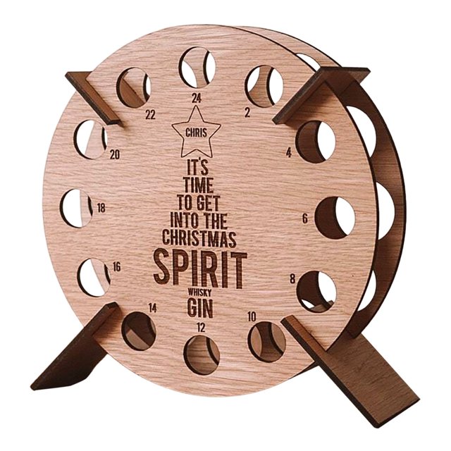 Botellero de madera con forma de árbol para cuenta atrás de Navidad
