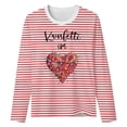 thumbnail image 4 of Cute Sweatshirt for Women, Oversized Heart Print Pullover, Striped Easter Crewneck Sweater, Cute Heart Graphic Casual Lounge Top(Red4,M), 4 of 5
