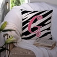 thumbnail image 3 of Letter G Initial  Zebra Stripe and Pink Fabric Decorative Pillow, 3 of 4
