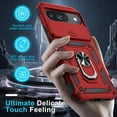 thumbnail image 2 of KOMI Case Compatible with Google Pixel 9/9 Pro Built in Slide Camera Lens Cover+Screen Protector+Finger Ring Holder Kickstand,Heavy Duty Shockproof Full Body Protective Phone Cover, Red, 2 of 5