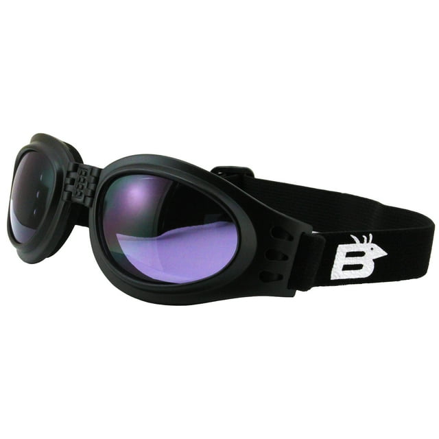 Birdz Eyewear Parrot Padded Motorcycle Goggles Black Frame and Purple Lens