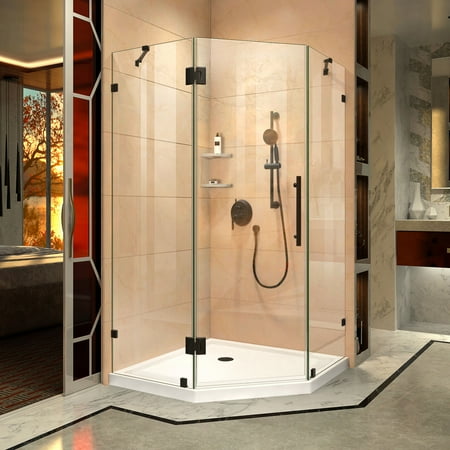 Round Shower Enclosure DreamLine Prism Lux 36 5/16 in. x 72 in. Fully Frameless Neo-Angle Hinged Shower Enclosure in Oil Rubbed Bronze ()