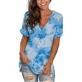thumbnail image 4 of CHUANK Womens Plus Size Tops Clearance Womens Plus Size Gradient Color V-Neck Short Sleeve T-shirt Tops Blouse, 4 of 8