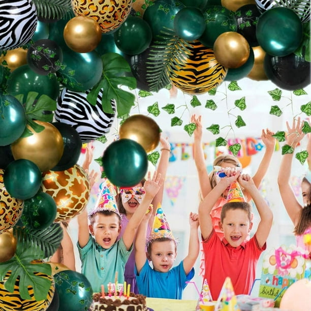 Ensemble de décoration 4ème anniversaire, Décoration d'anniversaire pour  enfants de 4 ans, Ballons verts Safari Animal