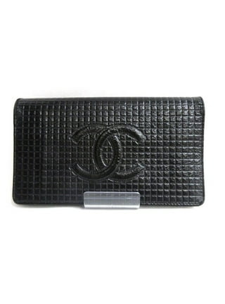 Chanel Coco Mark Matelasse Bifold Wallet Long Black Lambskin Men's