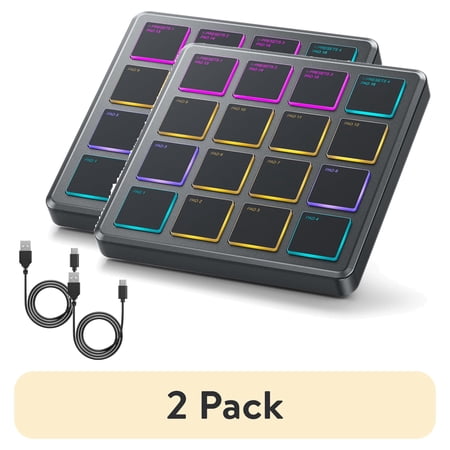 (2 pack) Donner MIDI Controller Pad Beat Maker Machine, Portable Drum Machine with 16 Beat Pad, Mini USB MIDI Controller with 40 Courses, STARRYPAD MINI