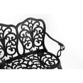 thumbnail image 3 of Patio Garden Bench Metal Park Bench Cast Aluminum Outdoor Furniture with Floral Rose for Patio,Park,Lawn,Yard Black, 3 of 8