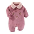 thumbnail image 2 of Hzgobj Newborn Fleece Footie Jumpsuit Hooded Warm Thicken Winter Outwear Snowsuit for Baby Girls and Boys, 2 of 3