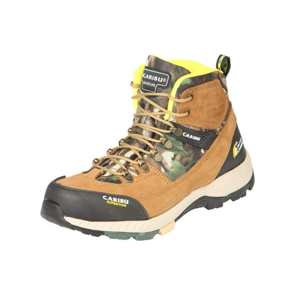 Men's Nubuck Leather Lace-Up Trekking Work Boots 'Caribu' Yellow/Camouflaje 44368
