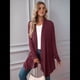 thumbnail image 5 of Chaqueta Informal de Cuartos y Abertura Frontal para Mujer, Abrigo Ligero y Moderno con Abertura Frontal. Rojo Vino M, 5 of 9