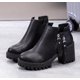 thumbnail image 3 of Nuevas botas de mujer de moda Otoño Invierno botas de motocicleta de cuero para mujer botas de tobillo de felpa con cremallera de punta redonda informales para mujer, 3 of 4