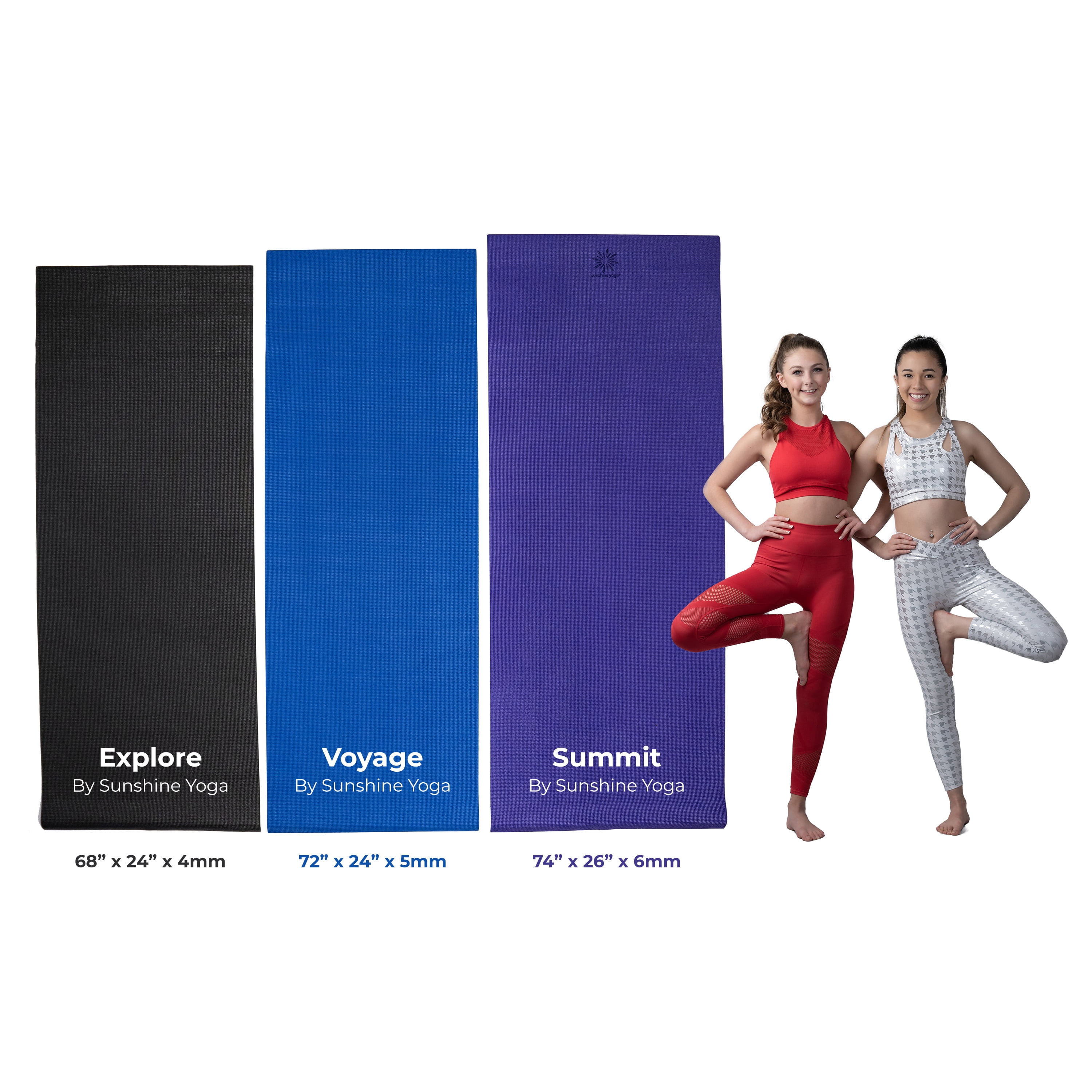 Sunshine Yoga - Deluxe Extra Thick Yoga Mats - Wholesale 10-Pack - (74" x 24" x 6mm - Extra Long 74", Thick 6mm, Non-Slip - Durable (Dark Blue)