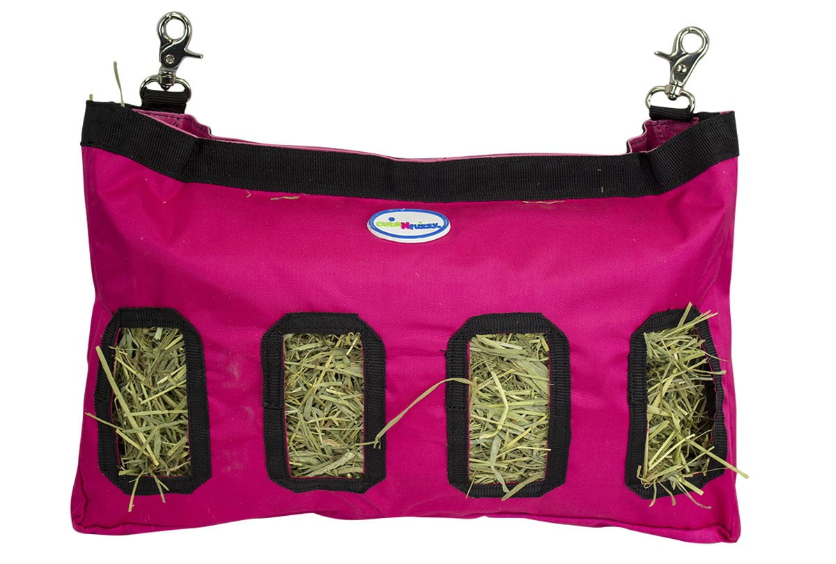 Small Animals Hay Bag Hanging Feeder for Guinea Pig Durable Nylon Hay Rack with Hooks 