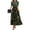 Army Green, variant on Women’s Short Sleeve Maxi Dress with Black Top and Pink Leaf Print Skirt, Elegant Casual Summer Dress for Ladies Army Green L