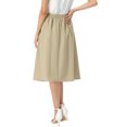 thumbnail image 3 of INSPIRE CHIC Pleated Skirts for Women Vintage A-Line High Waisted Business Casual Midi Skirts M Khaki, 3 of 5