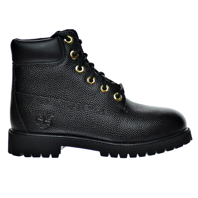 Timberland 6 Inch Premium Waterproof Big Kids Black Football Textured TB0A1716 Grade School Size 5.5Y