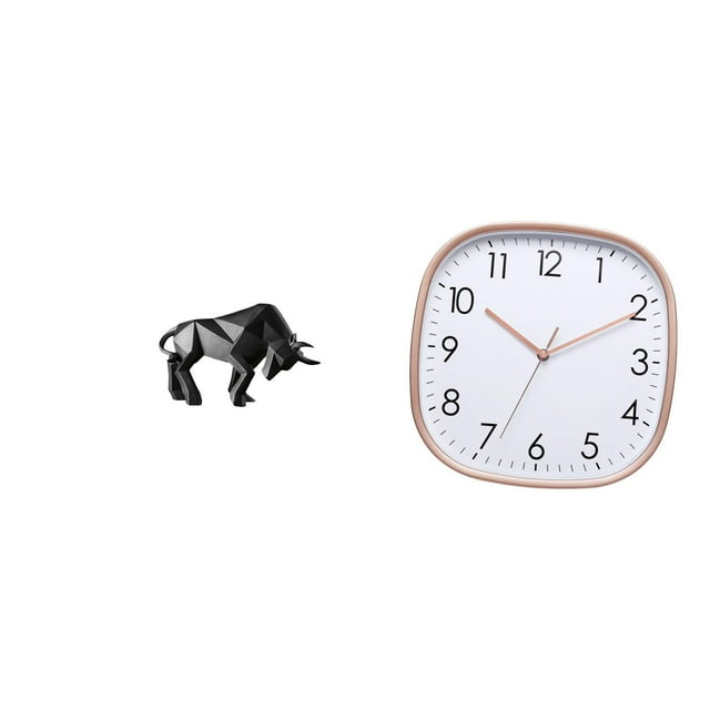 Escultura moderna de toro de resina, figura abstracta con reloj de pared digital. Diseño grande, vintage, silencioso. Arte práctico para la entrada, m