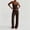 Brown, variant on Womens Cotton Spandex Cami Vest and Wide Leg Pants Set Solid Summer Casual Yoga Blue L
